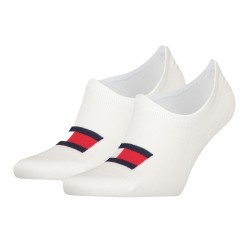 Chaussettes & socquettes de la marque TOMMY HILFIGER - Lot de 2 paires de footlet à drapeau Tommy - blanc - Ref : 701223928 003