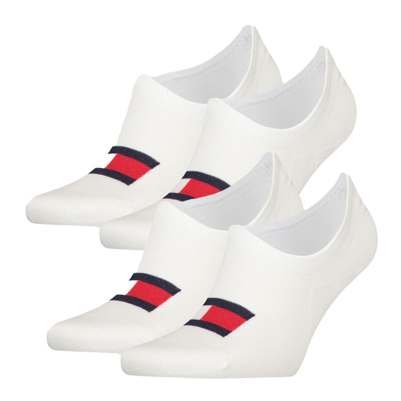 Socks of the brand TOMMY HILFIGER - Pack of 2 pairs of Tommy flag footlets - white - Ref : 701223928 003