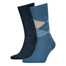 Socken der Marke TOMMY HILFIGER - 2er-Pack karierte Socken Tommy - blau & navy - Ref : 100001495 030