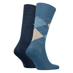 Chaussettes & socquettes de la marque TOMMY HILFIGER - Lot de 2 paires de chaussettes écossais Tommy - bleu & bleu marine foncé 