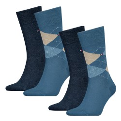 Socks of the brand TOMMY HILFIGER - 2-Pack Check Socks Tommy - blue & navy - Ref : 100001495 030