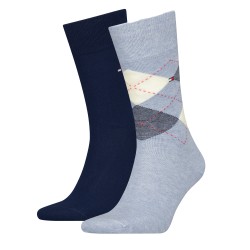 Socks of the brand TOMMY HILFIGER - 2-Pack Check Socks Tommy - light blue & navy - Ref : 100001495 028