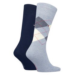 Calcetines de la marca TOMMY HILFIGER - Pack de 2 pares de calcetines con diseño liso y de cuadros Tommy - azul claro & navy - R
