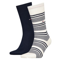 Chaussettes & socquettes de la marque TOMMY HILFIGER - Lot de 2 paires de chaussettes Classics - blanc rayé & bleu marine foncé 