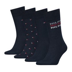 Chaussettes & socquettes de la marque TOMMY HILFIGER - Coffret cadeau de 4 paires de chaussettes Tommy - navy - Ref : 701222193 
