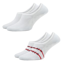 Chaussettes & socquettes de la marque TOMMY HILFIGER - Lot de 2 paires de footlet à bande Tommy - blanc - Ref : 701222189 001