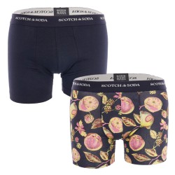 Boxer, shorty de la marque SCOTCH & SODA - Lot de 2 Boxers Iconic en coton bio Scotch&Soda - Noir - Ref : 701223451 004