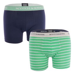 Shorts Boxer, Shorty de la marca SCOTCH & SODA - Pack de 2 bóxers de algodón orgánico Scotch&Soda - Marino y Verde - Ref : 70122