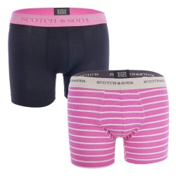 Shorts Boxer, Shorty de la marca SCOTCH & SODA - Pack de 2 bóxers de algodón orgánico Scotch&Soda - Negro y Rosa - Ref : 7012234