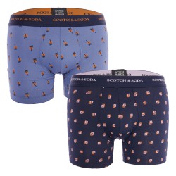 Boxer, shorty de la marque SCOTCH & SODA - Lot de 2 Boxers imprimé en coton bio Scotch&Soda - Bleu - Ref : 701223974 002