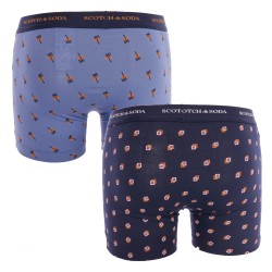 Boxer shorts, Shorty of the brand SCOTCH & SODA - Pack of 2 Printed Boxers in Scotch&Soda Organic Cotton - Blue - Ref : 70122397