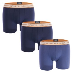 Boxer, shorty de la marque SCOTCH & SODA - Lot de 3 boxers en coton bio Scotch&Soda - Bleu - Ref : 701222706 003