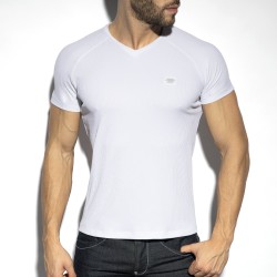 Maniche del marchio ES COLLECTION - T-shirt Scollo a V riciclata a costine - bianco - Ref : TS299 C01
