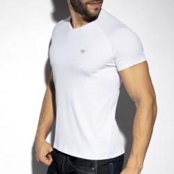 Manches courtes de la marque ES COLLECTION - T-shirt V-Neck recycled rib - blanc - Ref : TS299 C01
