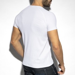 Mangas cortas de la marca ES COLLECTION - Camiseta V-Neck costilla reciclada - blanco - Ref : TS299 C01