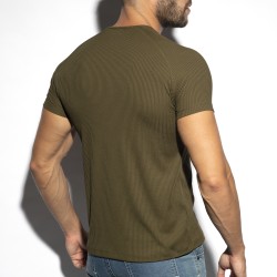 Short Sleeves of the brand ES COLLECTION - T-shirt V-Neck recycled rib - khaki - Ref : TS299 C12