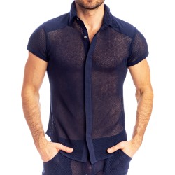 Shirt of the brand L HOMME INVISIBLE - Madrague - Fitted Shirt Navy - Ref : HW122 MAD 049