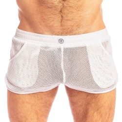 Short de la marque L HOMME INVISIBLE - Madrague - Short Sport Blanc - Ref : SP05 MAD 002