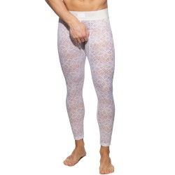 Caleçon long de la marque ADDICTED - Long John bottomless Flowery Lace - blanc - Ref : AD1175 C01