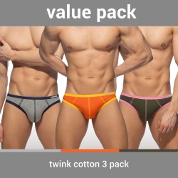 Slip, Tanga de la marque ADDICTED - Twink Cotton - Lot de 3 mini-slips - Ref : AD1191 3COL