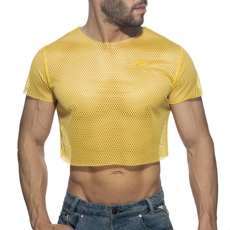 Manches courtes de la marque ADDICTED - Mesh crop top - jaune - Ref : AD1189 C03