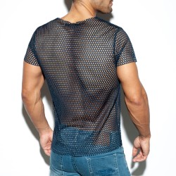 Manches courtes de la marque ES COLLECTION - Open mesh t-Shirt - marine - Ref : TS254 C09