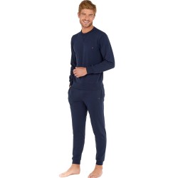 In alto del marchio HOM - Felpa girocollo HOM Sport Lounge - blu navy - Ref : 402596 00RA