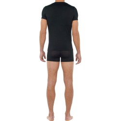 Manches courtes de la marque HOM - T-shirt col V Tencel Soft - noir - Ref : 402466 0004