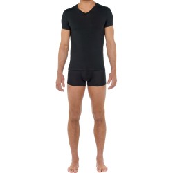 Short Sleeves of the brand HOM - T-shirt col V Neck Tencel Soft - black - Ref : 402466 0004