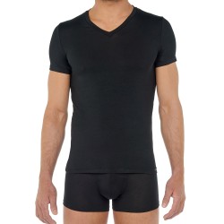 Maniche del marchio HOM - T-shirt col V Tencel Soft - nero - Ref : 402466 0004