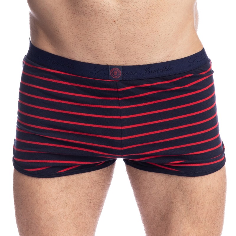 Breve del marchio L HOMME INVISIBLE - Querelle de Brest - Short Freedom blu navy e rosso - Ref : HW139 QDB 949