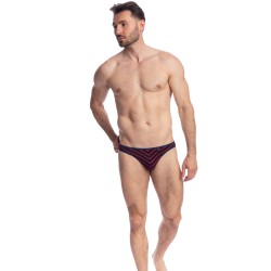 Slip, Tanga de la marque L HOMME INVISIBLE - Querelle De Brest - Mini Slip bleu marine et rouge - Ref : MY44 QDB 949