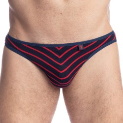 Slip del marchio L HOMME INVISIBLE - Querelle De Brest - Mini Slip blu navy e rosso - Ref : MY44 QDB 949