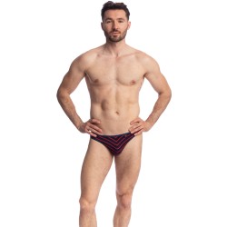 Slip, Tanga de la marque L HOMME INVISIBLE - Querelle De Brest - Mini Slip bleu marine et rouge - Ref : MY44 QDB 949