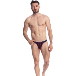 Stringa del marchio L HOMME INVISIBLE - Querelle De Brest - String Bikini blu navy e rosso - Ref : UW07 QDB 949