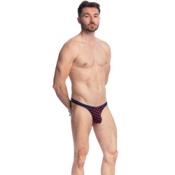 String de la marque L HOMME INVISIBLE - Querelle De Brest - String Bikini bleu marine et rouge - Ref : UW07 QDB 949