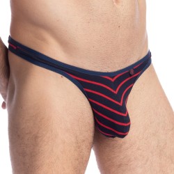 String de la marque L HOMME INVISIBLE - Querelle De Brest - String Bikini bleu marine et rouge - Ref : UW07 QDB 949