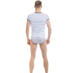 Kurze Ärmel der Marke L HOMME INVISIBLE - Querelle de Brest - T-Shirt V ausschnitt - Ref : MY91 QDB RAY