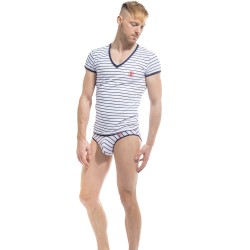 Mangas cortas de la marca L HOMME INVISIBLE - Querelle de Brest - T-Shirt cuello en V - Ref : MY91 QDB RAY