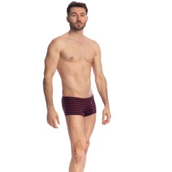 Boxershorts, Shorty der Marke L HOMME INVISIBLE - Querelle De Brest - Miniboxer Push Up marineblau und rot - Ref : UW09 QDB 949