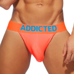 Slip, Tanga de la marque ADDICTED - Bikini Ring-Up mesh néon - orange - Ref : AD953 C32 