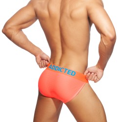 Slip, Tanga de la marque ADDICTED - Bikini Ring-Up mesh néon - orange - Ref : AD953 C32 