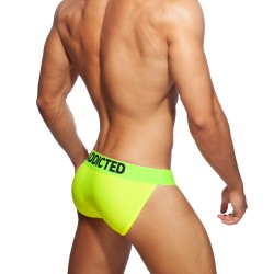 Slip, Tanga de la marque ADDICTED - Bikini Ring-Up mesh néon - jaune - Ref : AD953 C31 