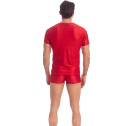 Kurze Ärmel der Marke L HOMME INVISIBLE - Barbados Cherry - T-Shirt mit V-Ausschnitt - Ref : MY61 CHE 024