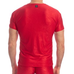 Kurze Ärmel der Marke L HOMME INVISIBLE - Barbados Cherry - T-Shirt mit V-Ausschnitt - Ref : MY61 CHE 024