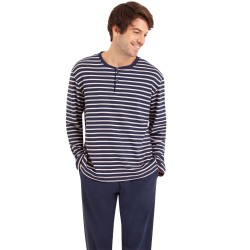 Pyjama de la marque EMINENCE - Pyjama col T Coton Interlock Eminence - bleu marine - Ref : LP09 2880