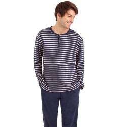 Pyjamas der Marke EMINENCE - Pyjama mit T-Ausschnitt Cotton Interlock Eminence - marineblau - Ref : LP09 2880