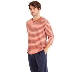 Pijamas de la marca EMINENCE - Pijama de cuello en T Cotton Interlock Eminence - naranja - Ref : LP09 4778