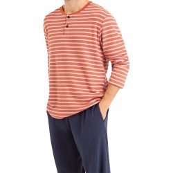 Pajamas of the brand EMINENCE - T-neck pyjamas Cotton Interlock Eminence - orange - Ref : LP09 4778