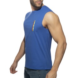 Tank top of the brand ADDICTED - Tank top RAINBOW TAPE - royal blue - Ref : AD992 C16